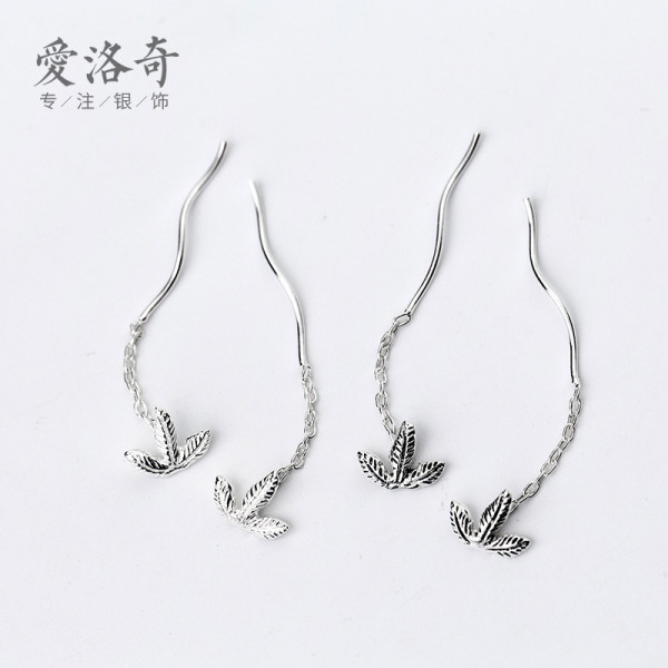 A42195 s925 silver string short weave dangle trendy earrings