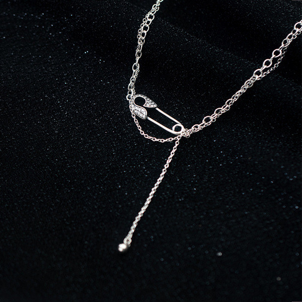 A34061 s925 sterling silver unique clip necklace