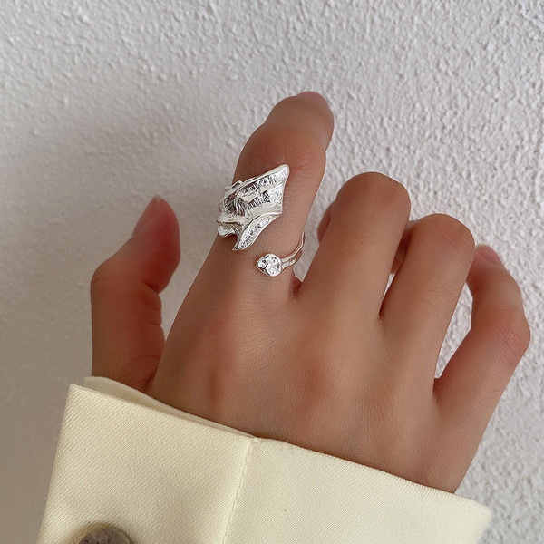 A32579 bigins irregular wrinkleds925 sterling silver ring