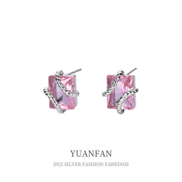 A37101 925 sterling silver square earrings