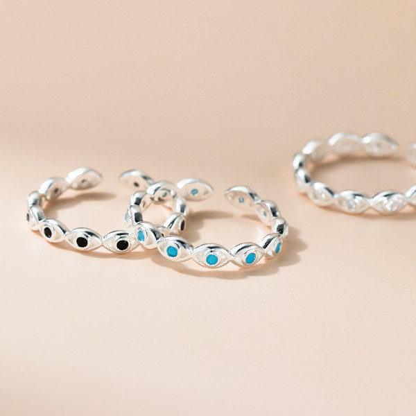 A46428 s925 sterling silver simple elegant rhinestone eye ring