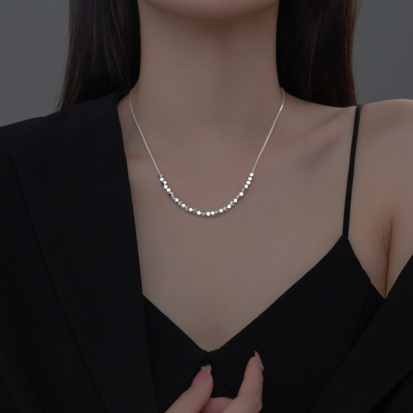 A36930 s925 sterling silver silver geometric necklace
