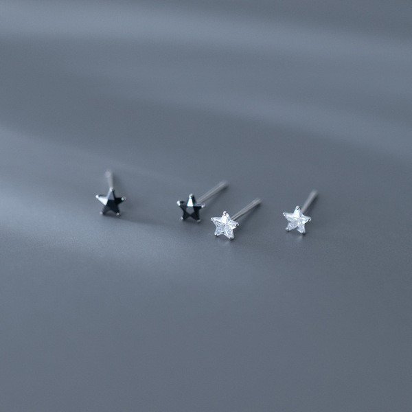 A33789 s925 sterling silver simple trendy rhinestone star sweet cute chic earrings