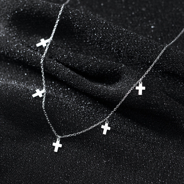 A31207 s925 sterling silver fashion chic cross necklace
