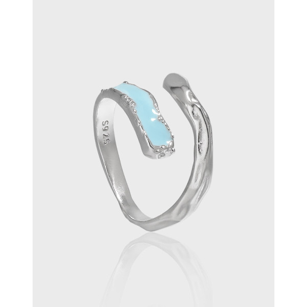 A38903 design serpent blue glazed s925 sterling silver adjustable ring