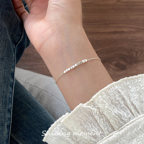 A42113 s925 sterling silver geometric charm fashion bracelet