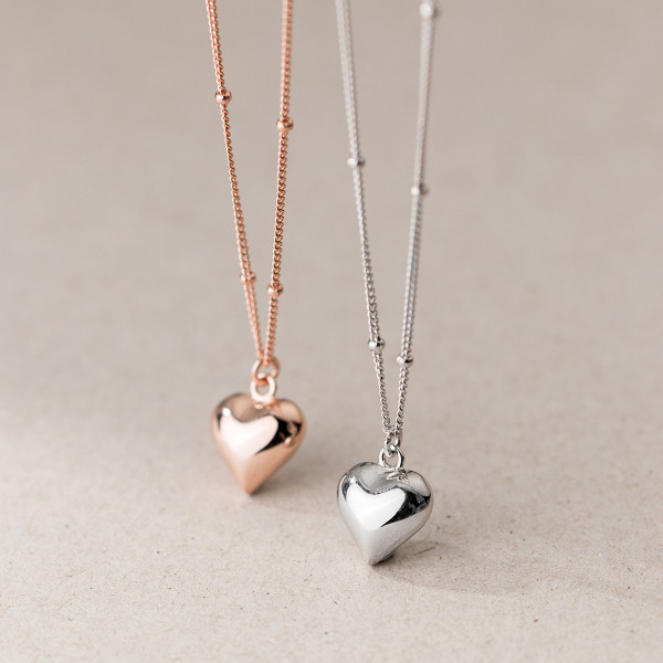 A37848 s925 sterling silver simple heart elegant sweet necklace