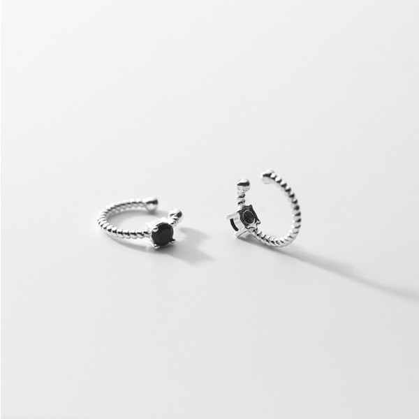 A35944 s925 sterling silver simple piercing clipon cute rhinestone twist earrings