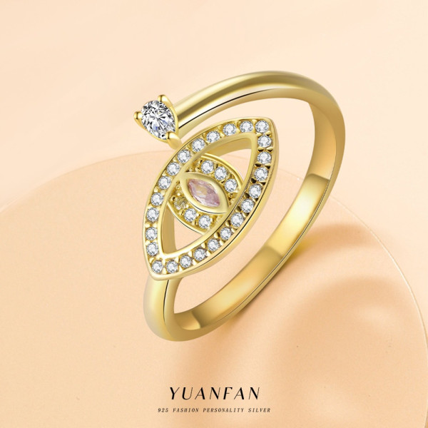 A46350 s925 sterling silver hot cubic zirconia adjustable ring
