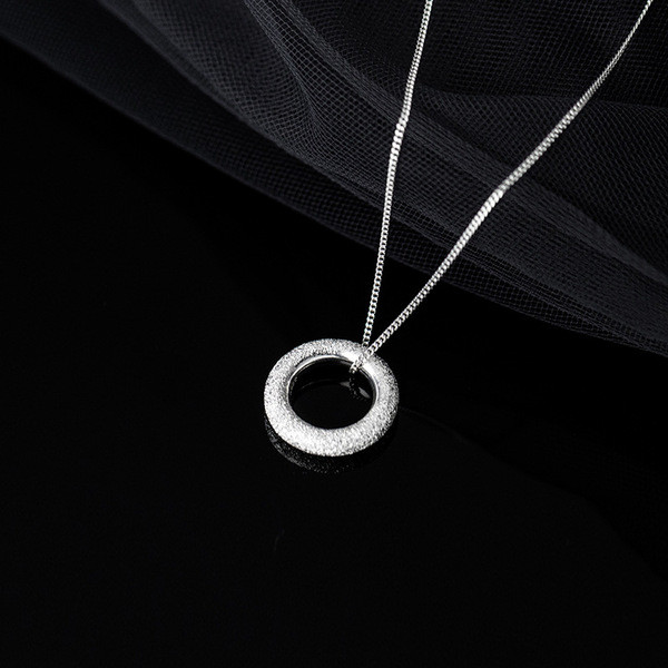 A32394 s925 sterling silver trendy circle necklace