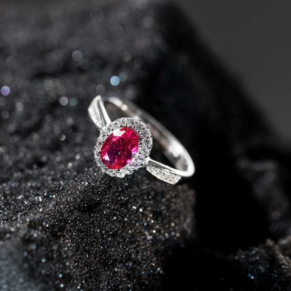 A43448 s925 sterling silver vintage oval rhinestone design ring