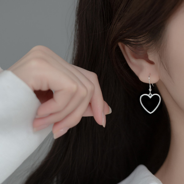 A35534 s925 sterling silver heart earrings