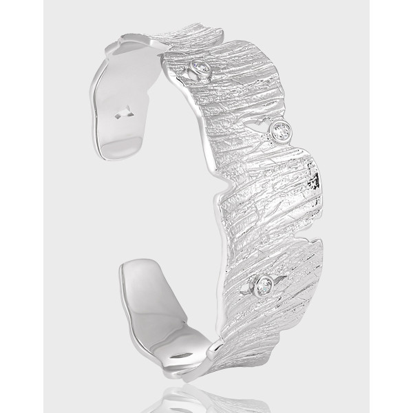 A40621 hollowed rhinestone tree quality s925 sterling silver bangle bracelet