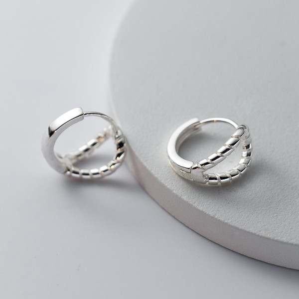 A39116 s925 sterling silver twist hollowed elegant unique cute short earrings