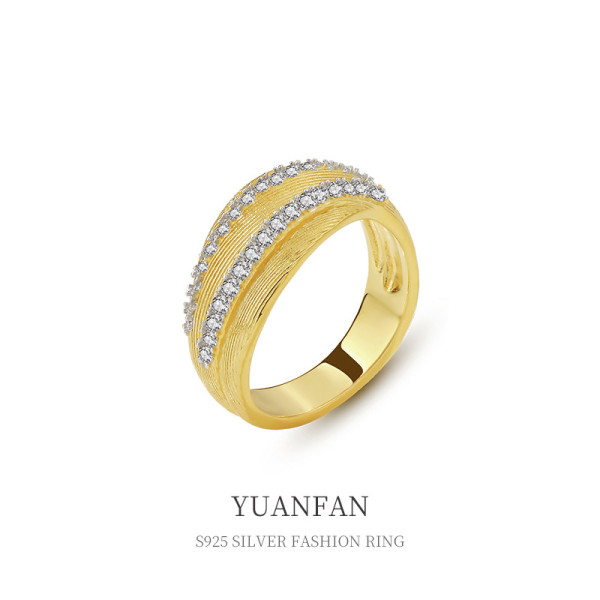A39703 sterling silver vintage cubic zirconia big handmade ring
