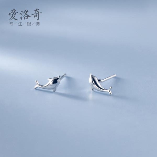 A33110 s925 sterling silver simple dolphin earrings