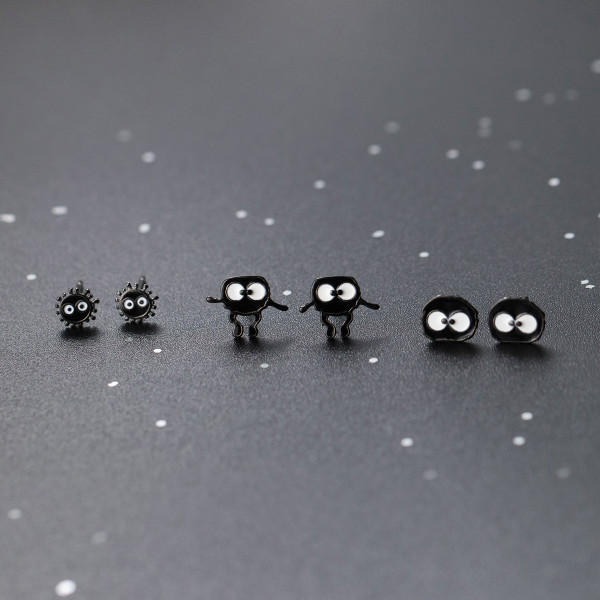 A36842 s925 sterling silver black earrings