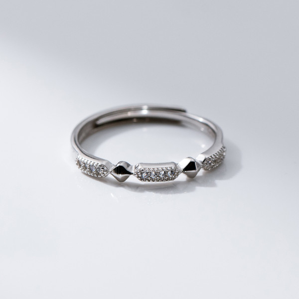 A41930 s925 sterling silver rhombic rhinestone simulated diamond ring