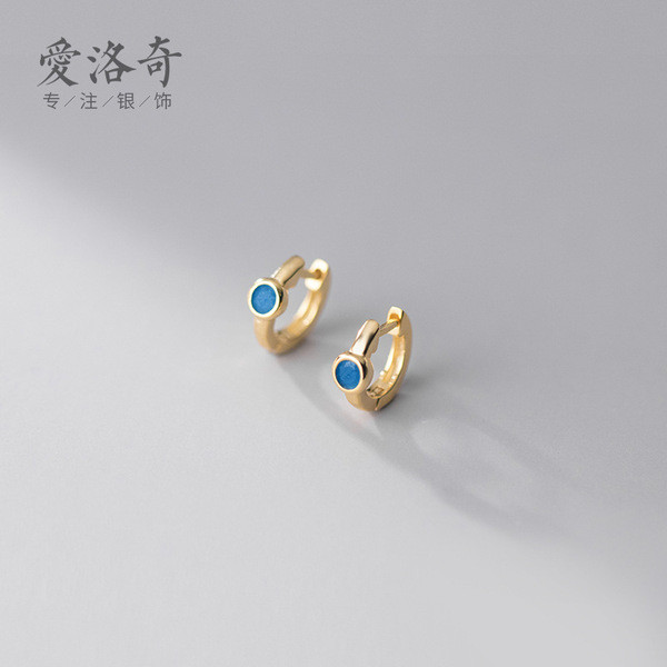 A31630 s925 sterling silver rhinestone rhinestone simple cute hoop chic circle earrings