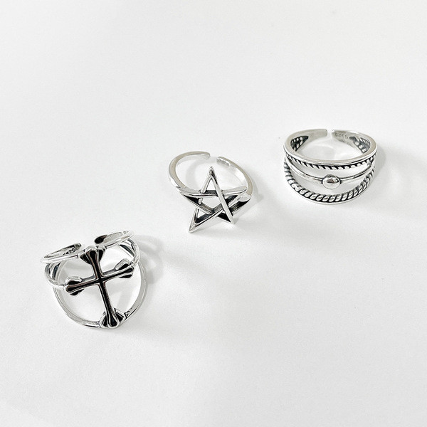 A32469 s925 sterling silver layered twist imitation unique adjustable silver trendy ring