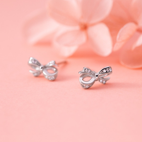 A39613 s925 sterling silver rhinestone butterfly stud elegant dainty earrings