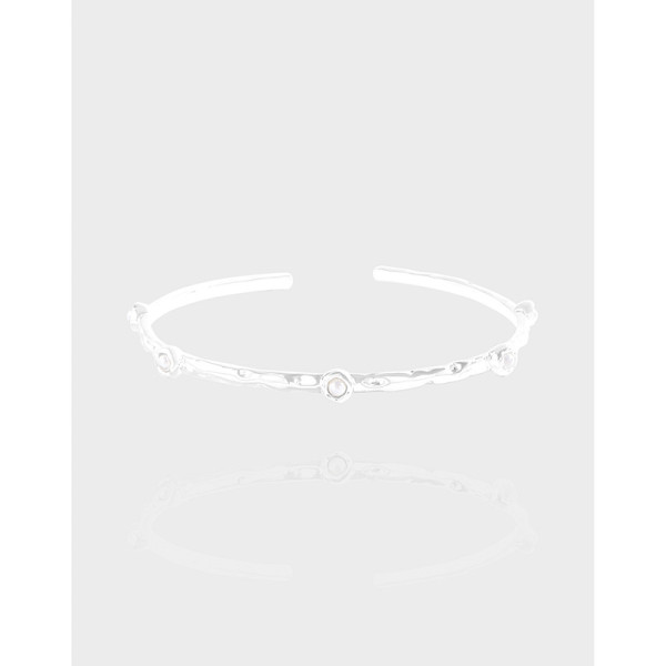 A41467 design wrinkled pearl sterling silver s925 bangle bracelet