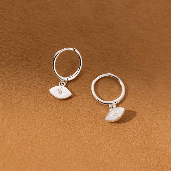 A39697 s925 sterling silver simple rhinestone eye design elegant earrings