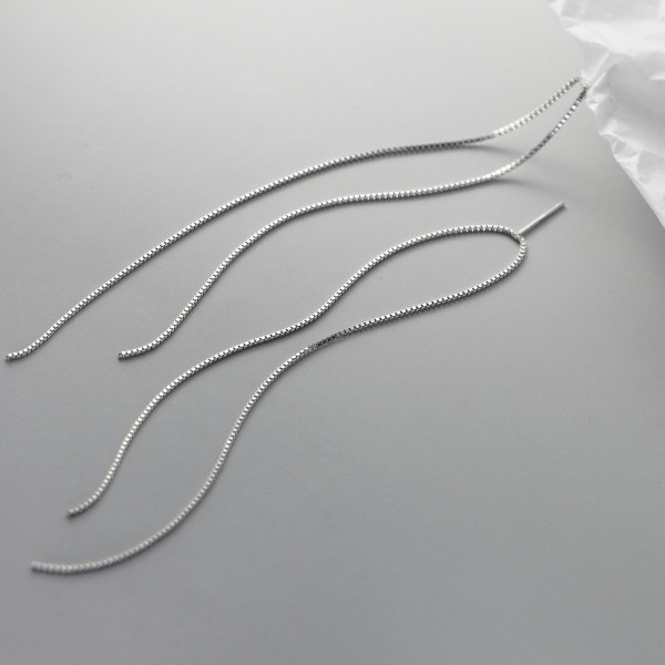 A40829 s925 silver sweet simple long string trendy elegant earrings