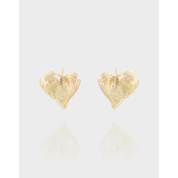 A39400 design heart wrinkled quality stud sterling silver s925 earrings