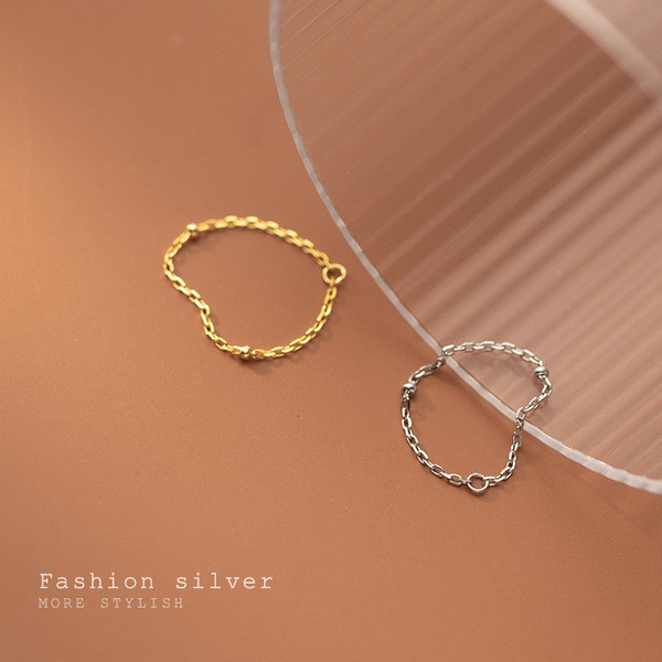 A33559 s925 sterling silver simple trendy chain chic fashion ring