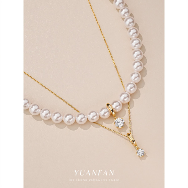 A43927 s925 sterling silver vintage bead trendy simple fashion necklace