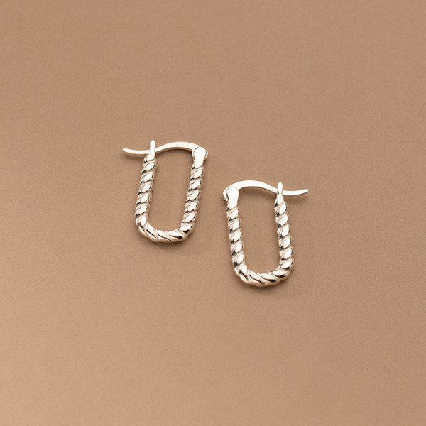 A35904 s925 sterling silver geometric trendy trendy twistU earrings