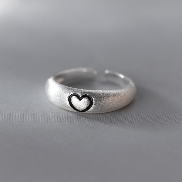 A37534 s925 sterling silver heart adjustable trendy design ring