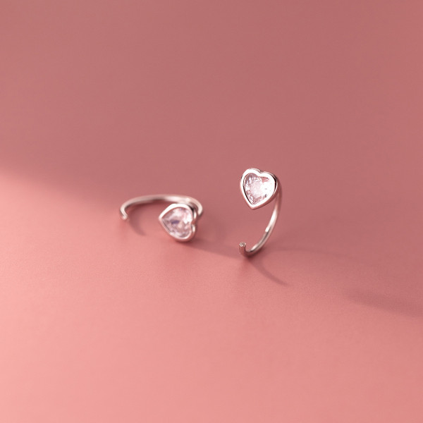 A37822 s925 sterling silver rhinestone heart design elegant heartshape earrings