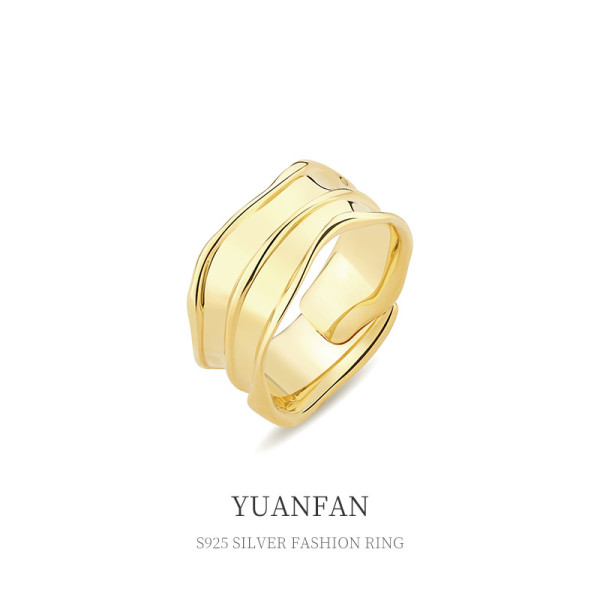 A36252 s925 sterling silver adjustable adjustable wrinkled ring