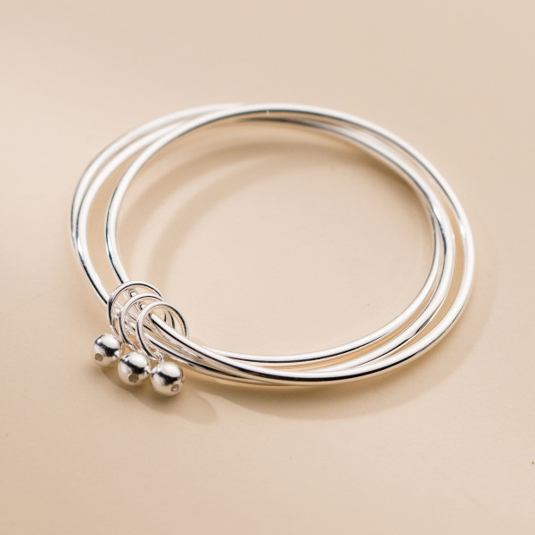 A39087 silver layered bangle bracelet