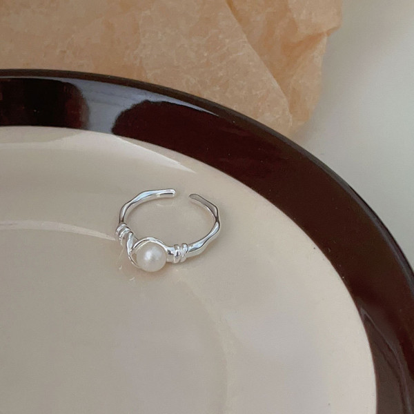 A40427 sterling silver pearl simple ring