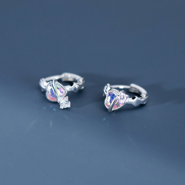 A40130 s925 sterling silver artificial glass heart design sweet earrings