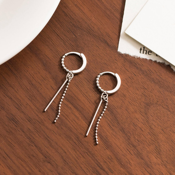 A44584 s925 silver fringe simple elegant earrings