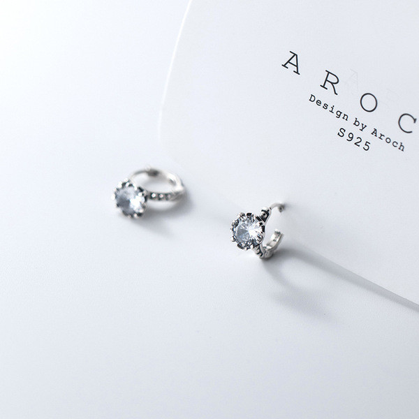 A33623 s925 sterling silver unique fashion thai silver rhinestone stars earrings