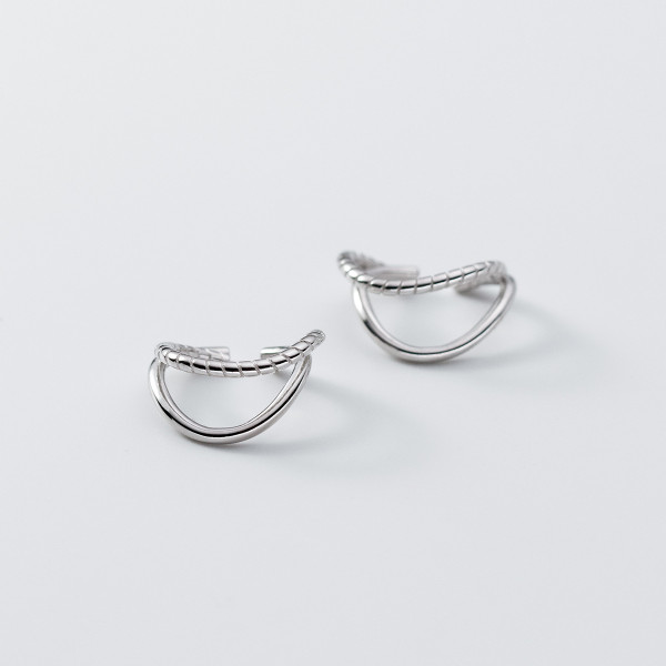 A39793 s925 sterling silver double doublelayer layered twist bar clipon design earrings