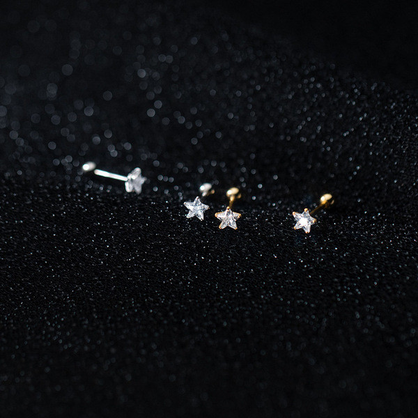 A33803 s925 sterling silver rhinestone stars earrings