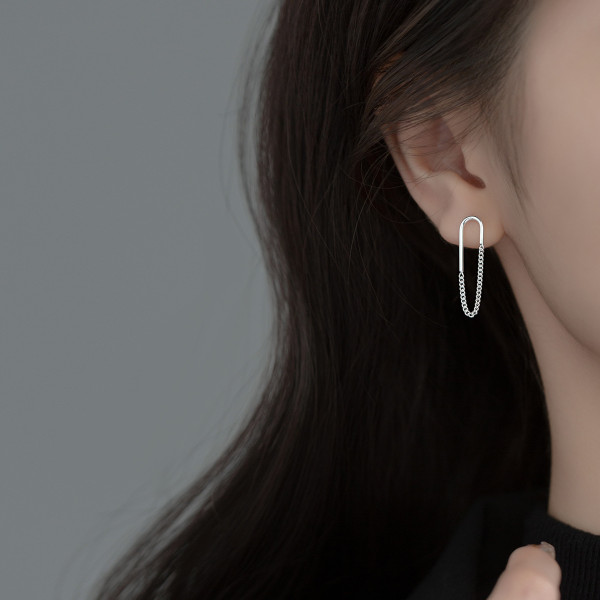 A35533 s925 sterling silver simple oval earrings