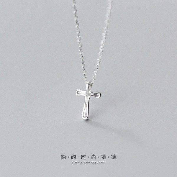 A31270 s925 sterling silver cute chic cross pendant necklace