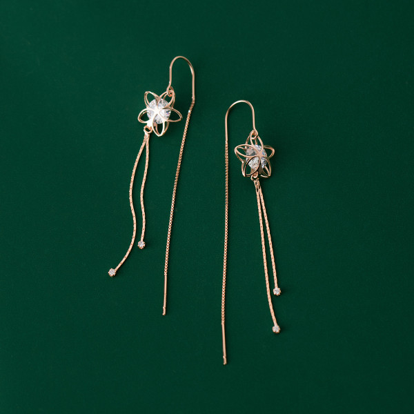 A35594 s925 sterling silver hollowed rhinestone chic earrings