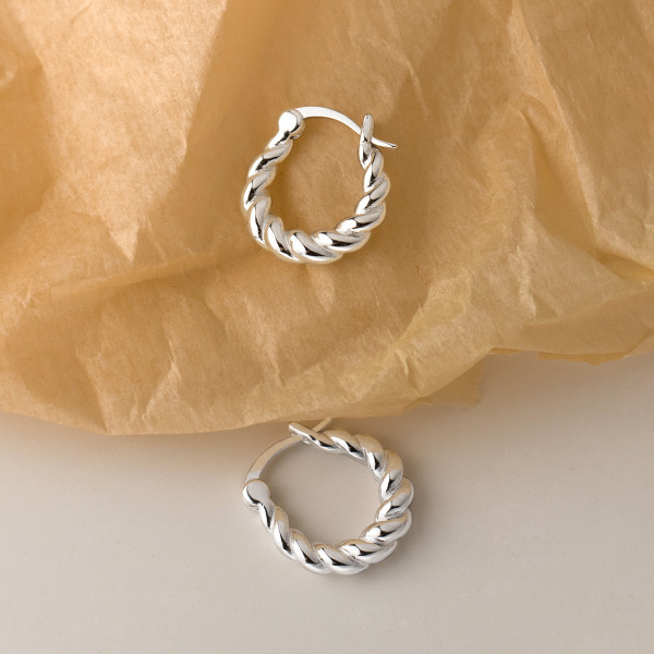 A41905 s925 sterling silver twist geometric gold metal earrings