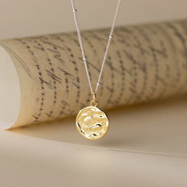 A41500 s925 sterling silver circle simple vintage design elegant necklace