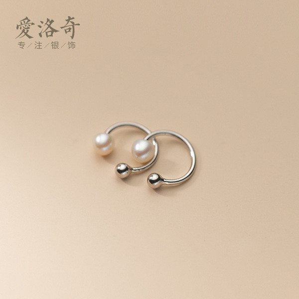 A32356 s925 sterling silver clipon trendy pearlU piercing earrings