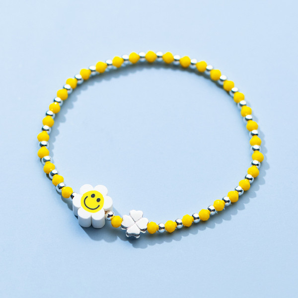 A34950 s925 sterling silver yellow charm bracelet