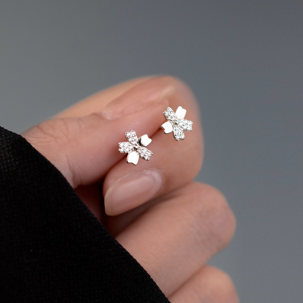 A39311 s925 sterling silver rhinestone stud dainty sweet earrings
